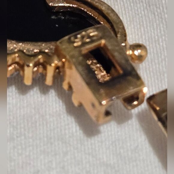 Vintage necklase  Rhinestone Black Enamel Comma Link Necklace 925 estate Sale - Picture 6 of 16